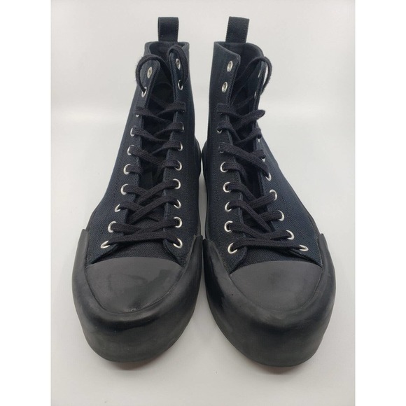 MEN\'S JIL SANDERS Cotton Canvas High-Top Sneakers SZ 39 US 6 RUBBER ITALY $750 main image 6